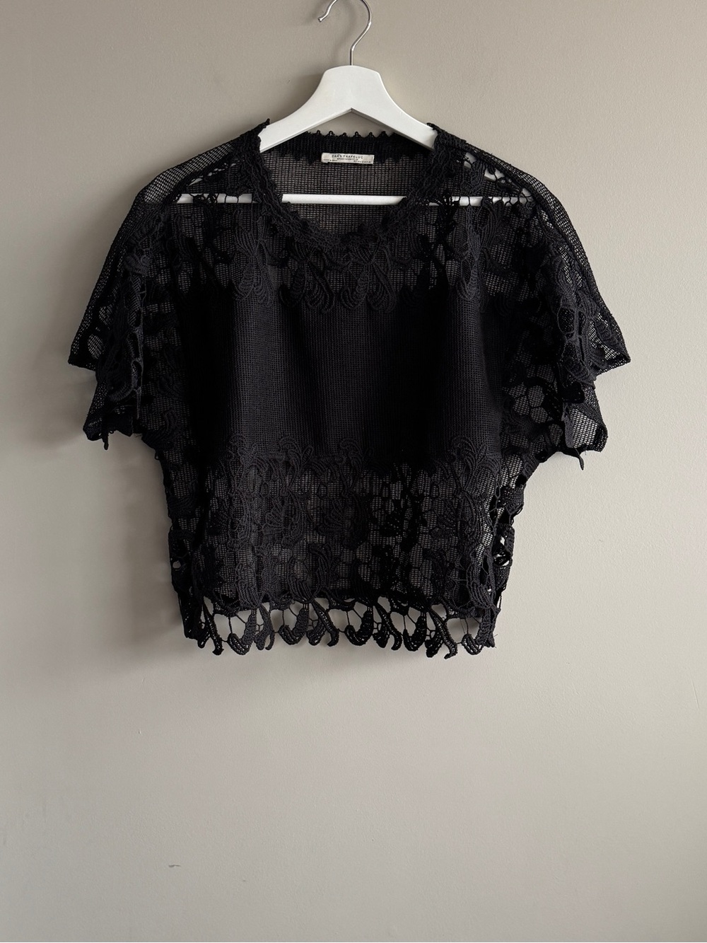 Zara Black Crochet Lace Crop Top